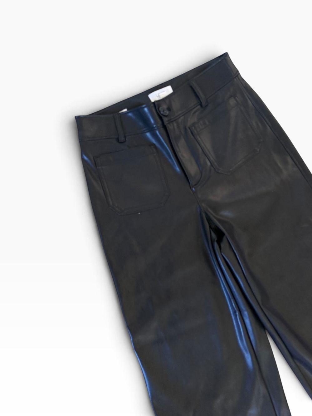LOFT Black Palmer Wide-Leg Petite Faux Leather Pants - Picture 6 of 8
